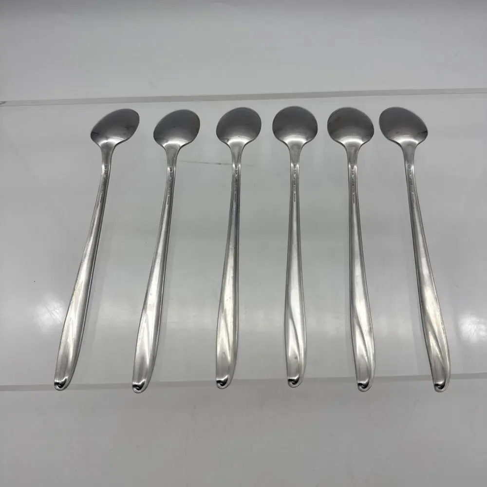 Lot Of 6 Oneida OH295 Stainless Ice Tea Sundae Spoons, England